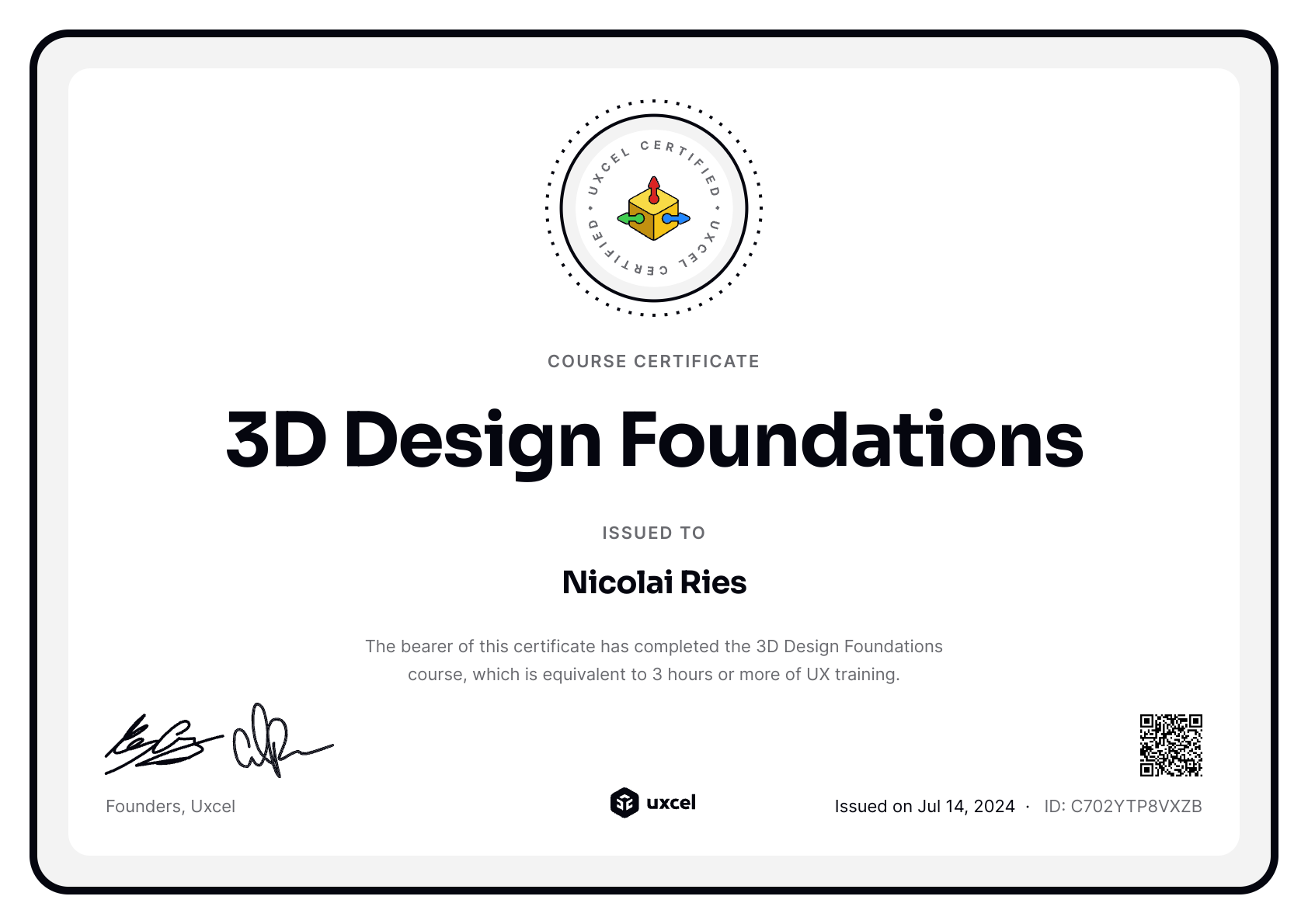 Nicolai Ries's certificate